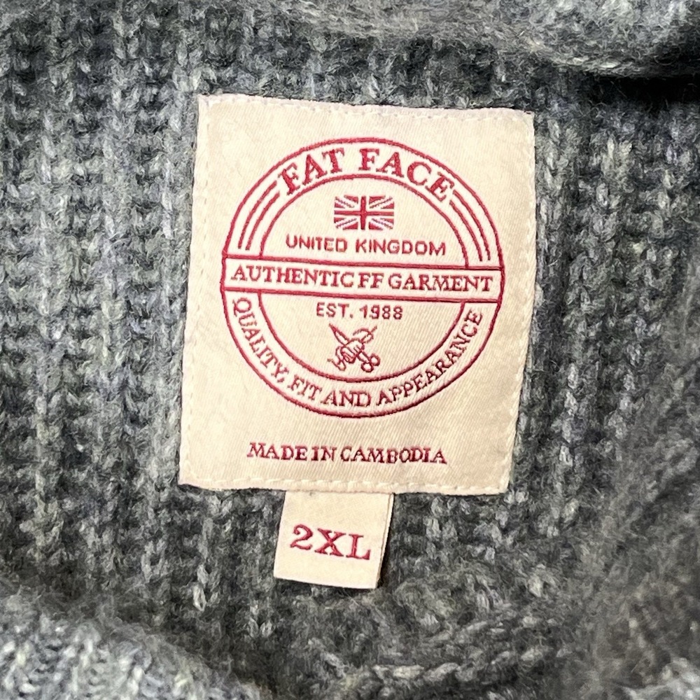FatFace Men's Green Fair Isle Hooded Sweater Size 2XL Jumper Outdoors Cozy Warm - Picture 5 of 9